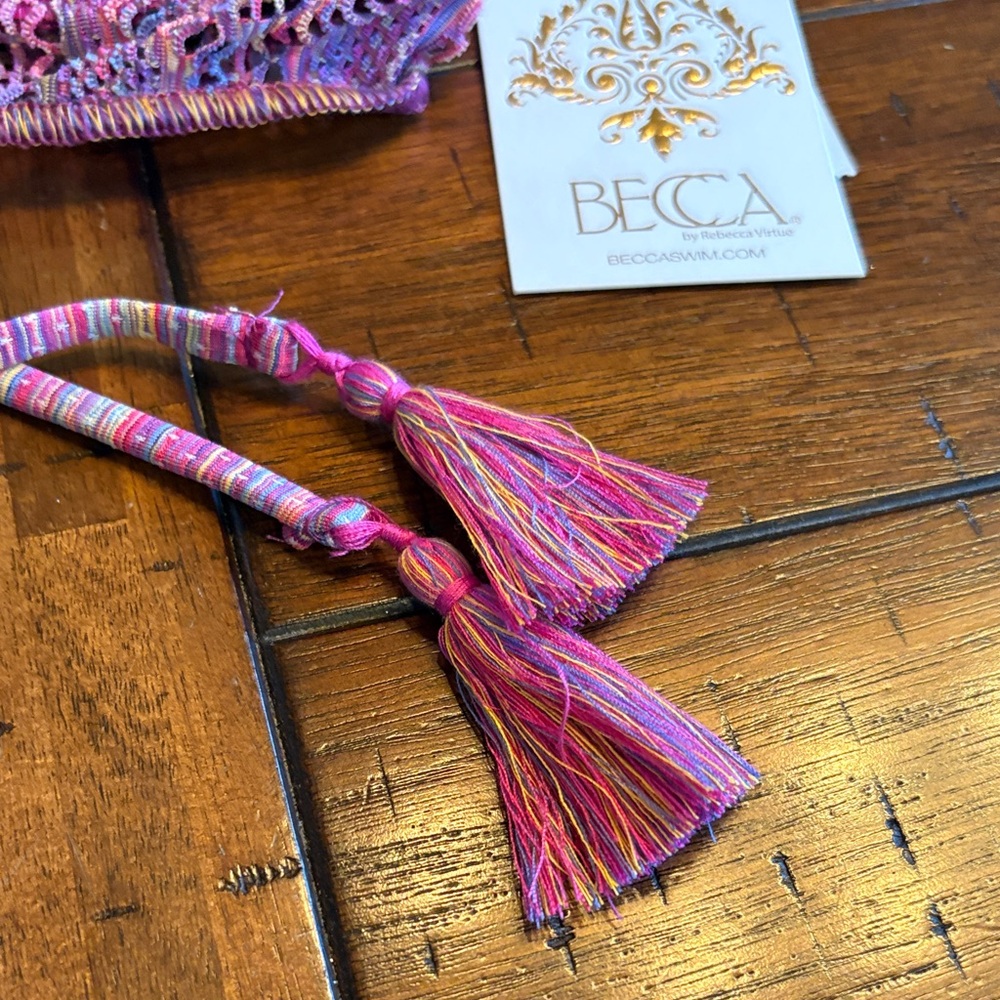 BECCA Pink/Purple Crochet Bikini Top - Small - Boho Barbie, Hippie - Sun ☀️ - Picture 3 of 7